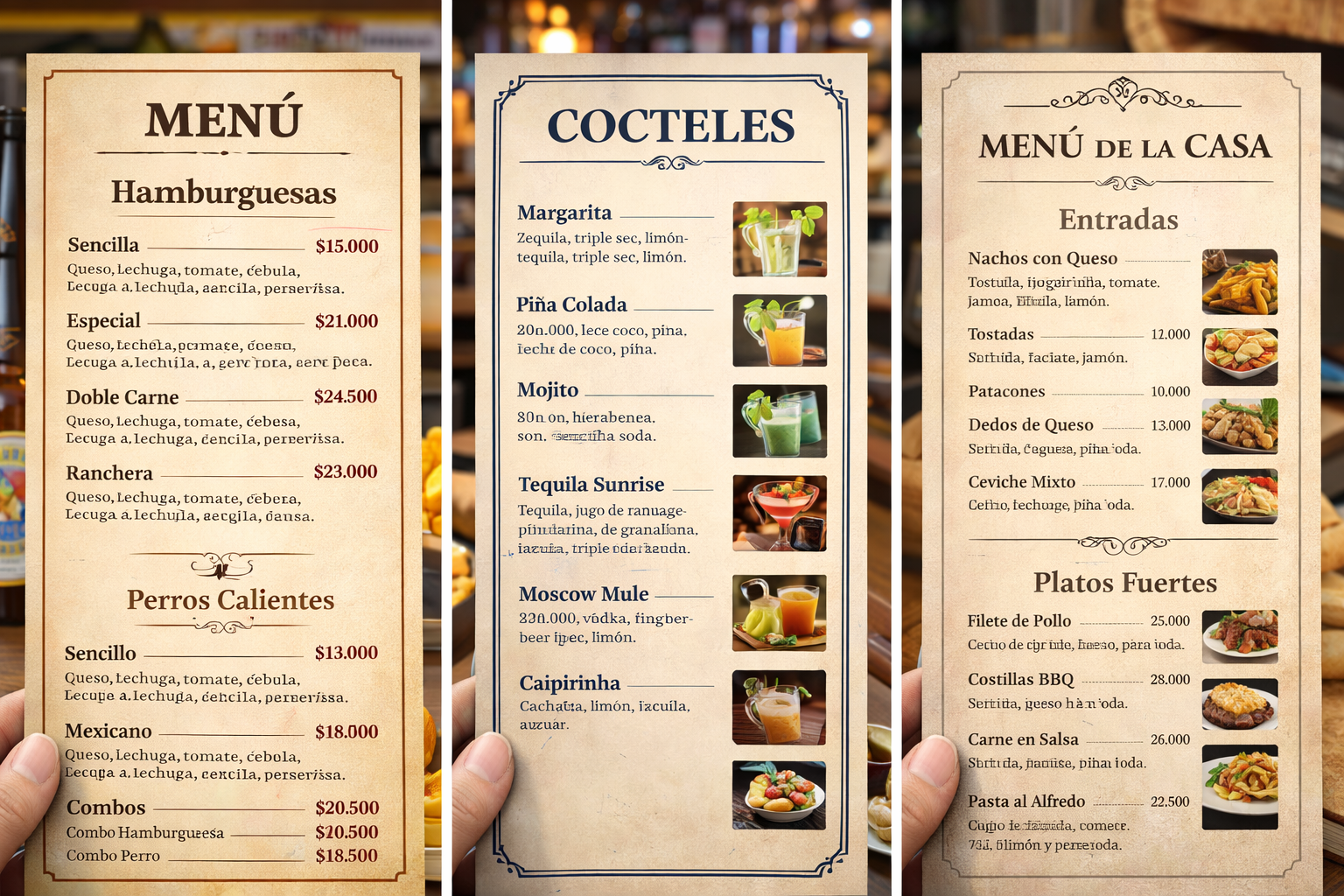 Menú principal de Tu Restaurante