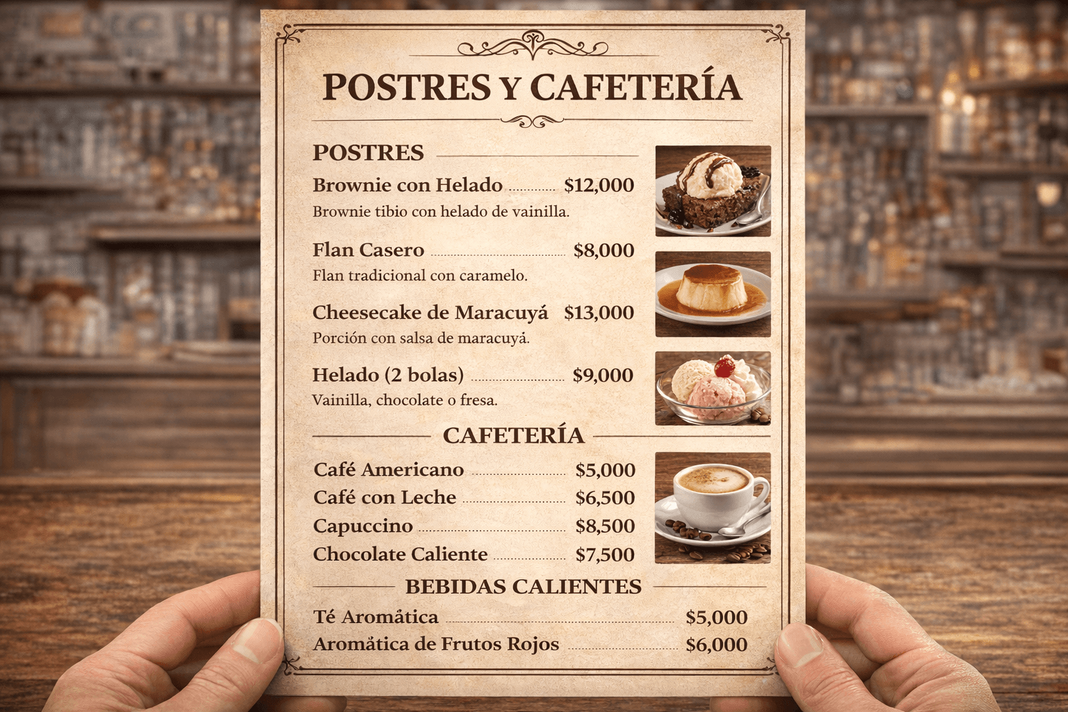 Postres y cafetería de Tu Restaurante
